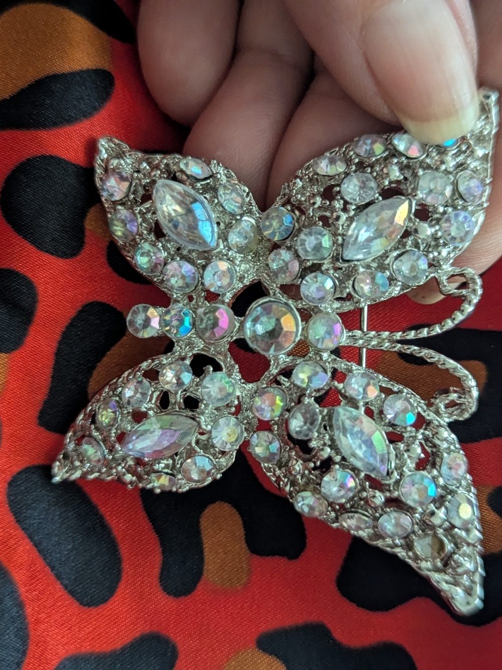 Crystal Butterfly Brooch - Clear Rhinestone Accent